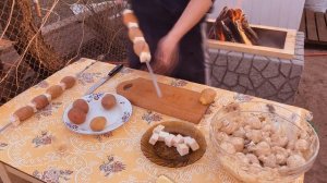ГРИБЫ НА МАНГАЛЕ И КАРТОШКА С САЛОМ