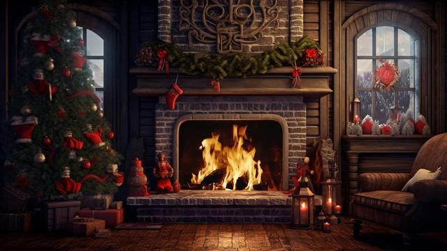 Instrumental Christmas Music with Crackling Fireplace ??? Cozy Christmas Ambience 2024?