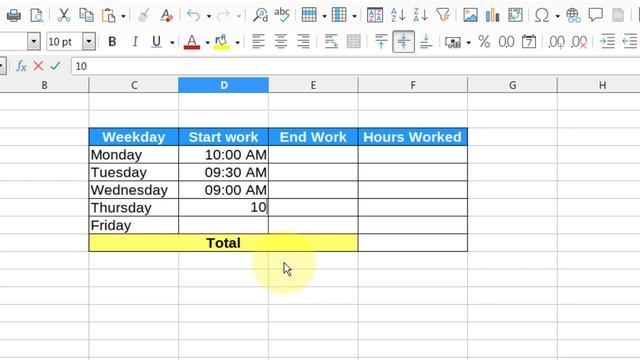 How to Insert and Format Time in LibreOffice calc??