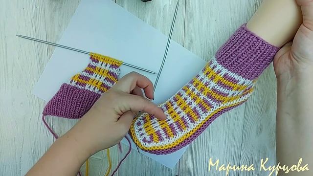 ТАПОЧКИ-НОСКИ на 2 спицах. Домашние следки.