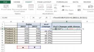 Show YoY Change and Up/Down Trend Arrows in Excel Chart Data Labels