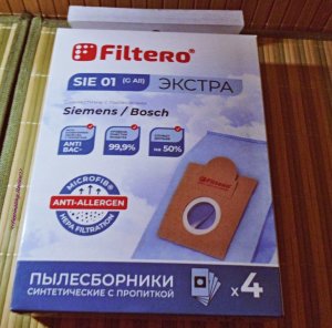 Видео обзор:  Пыле сборник Filtero ЭКСТРА SIE 01 синтетические (4 шт.) для пылесосов Bosch, Siemens