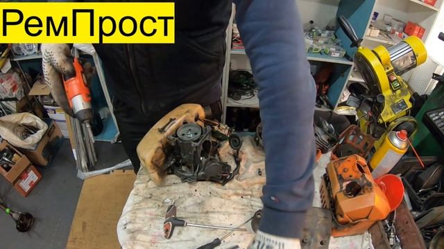 БЕНЗОКОСА РЕМОНТ ЛЮФТ ПОДШИПНИКОВ ,ЗАМЕНА , НАСТРОЙКА КАРБЮРАТОРА