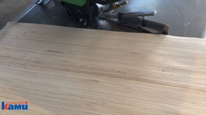 Демонстрация сшивки шпона на ребросклеивающем станке MH1114