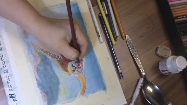 Морская ЧЕРЕПАХА. РИСУЕМ ЦВЕТОВЫМИ ПЯТНАМИ. РИСУЕМ АКВАРЕЛЬЮ.