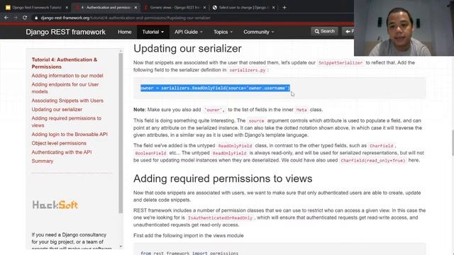 Django REST Framework Tutorial 4: Authentication & Permissions смотреть онлайн