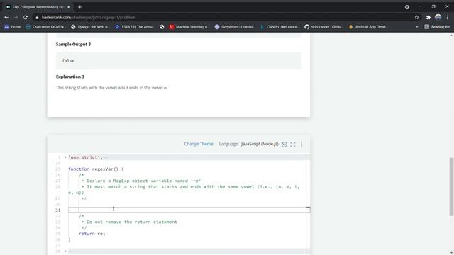 Day 7: Regular Expressions-1 I 10 Days of Javascript | HackerRank