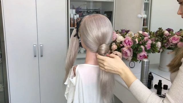 Низкий пучок без накрутки Easy hairstyle for long hair смотреть онлайн