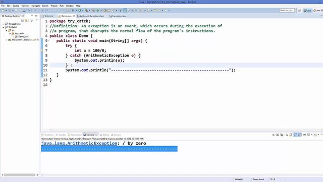 Working with try and catch | Exception Handling in Java смотреть онлайн
