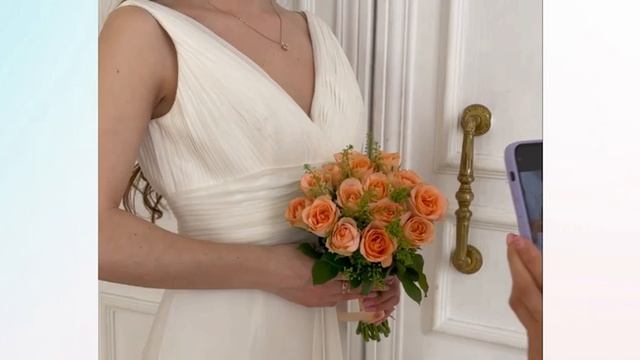 Букет невесты из персиковых роз с зеленью смотреть онлайн