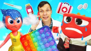 Видео про игры в куклы Головоломка. Откуда Тролль Розочка в Мегаклинике?! Игры в доктора и поп ит!