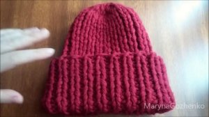 Шапка спицами из толстой пряжи