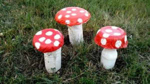 садовые украшения своими руками - грибы - идеи дизайна
