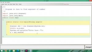 Java Lab Part 5 : Program in Java to find exponent of number