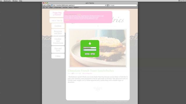 Web Application Development - Jack's Pastries - HTML, CSS, Javascript, PHP, MySQL