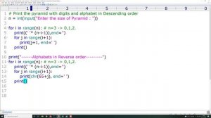 5.Pyramid with digits & alphabet in descending order