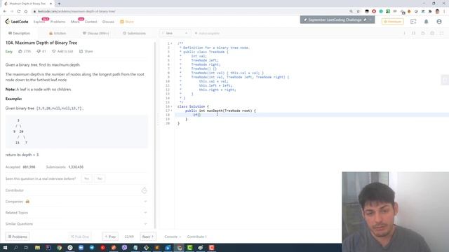 LeetCode #104 - Maximum Depth of Binary Tree смотреть онлайн