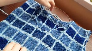 Жилетка в клетку.  Вяжу спицами и крючком. #Алла_Вяжет?