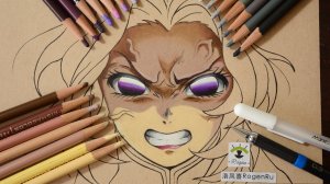 Как нарисовать аниме Кочо Синобу призматическими цветными карандашами [65]