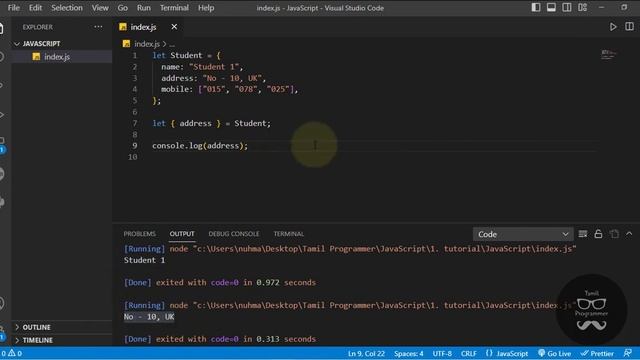 Destructuring | Tutorial in Tamil | Tamil Programmer