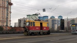 71-414 3509 и Снегоуборочный трамвай ГС-4 00313 На Строгинском мосту