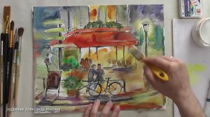 Живопись акварелью.  Акварель плюс контур.