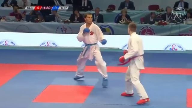 Александр Гутник - Бурак Уйгур. Кумитэ (- 67 кг), финал. Чемпионат Европы по каратэ WKF 2017 смотреть онлайн