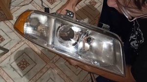Полировка фары изнутри без разбора, химическая полировка, Ауди А4 б5