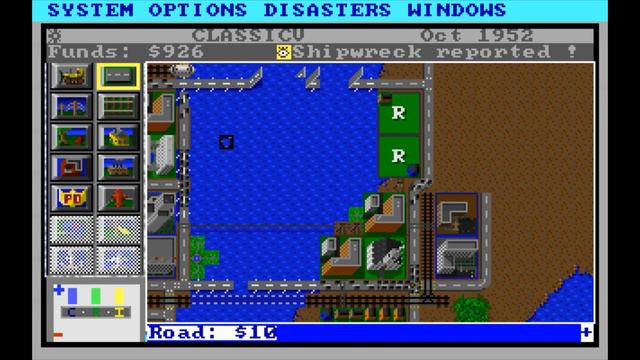 SimCity Classic v2.0  - [MS-DOS] - building a Metropolis with a tornado & tons of shipwrecks