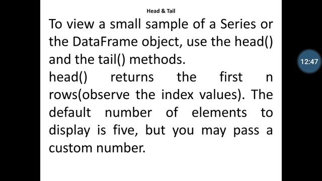 Python Pandas- Basic Functionality