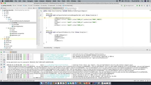 Spring Boot + Spring Security + Basic Auth with In-memory authentication from scratch смотреть онлайн