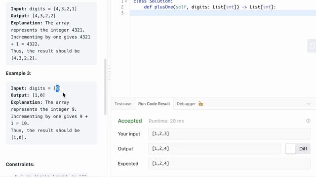 LEETCODE 66 PLUS ONE PYTHON
