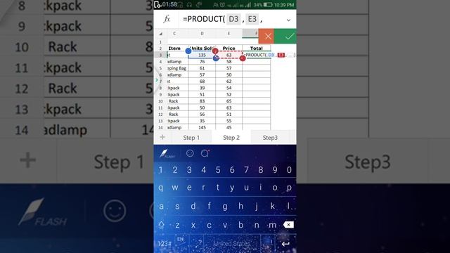 How to use sum formula in mobile excel