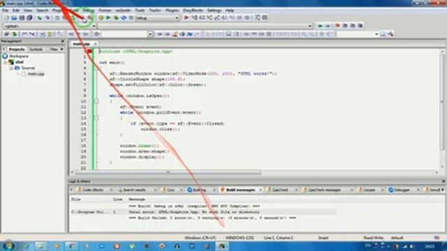 Подключение библиотеки sfml к code blocks