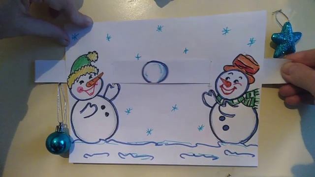 Зимние забавы снеговиков (открытка) смотреть онлайн