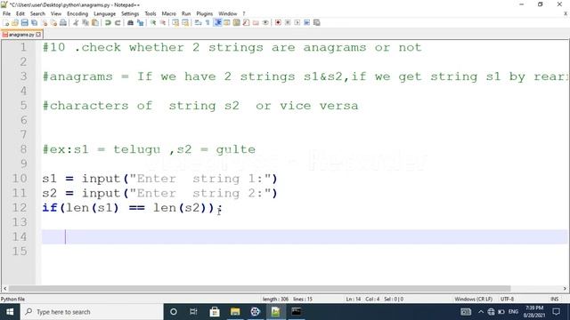 program to check 2 strings are anagrams|Python Interview questions|pythonfor beginners|python