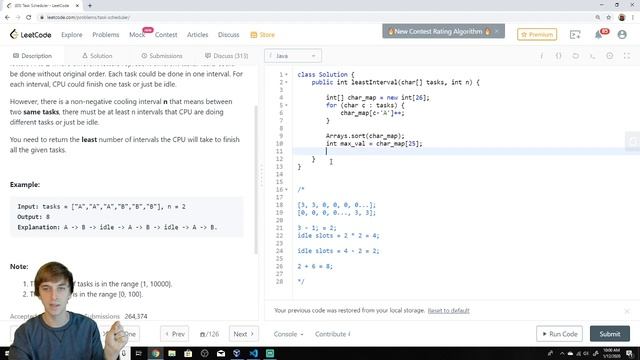 LeetCode 621. Task Scheduler (Algorithm Explained)