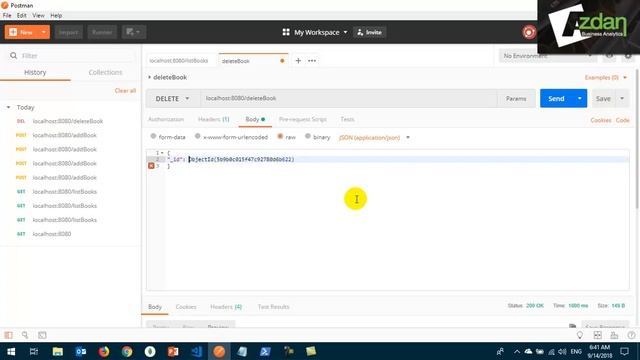 7 Integration RESTful API   delete method to delete document into mongodb with filter with ObjectID