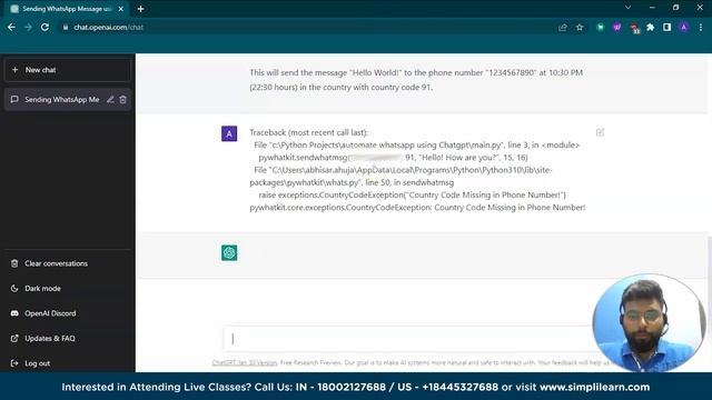 Automate WhatsApp With ChatGPT | ChatGPT On WhatsApp | ChatGPT Tutorial For Beginners | Simplilearn