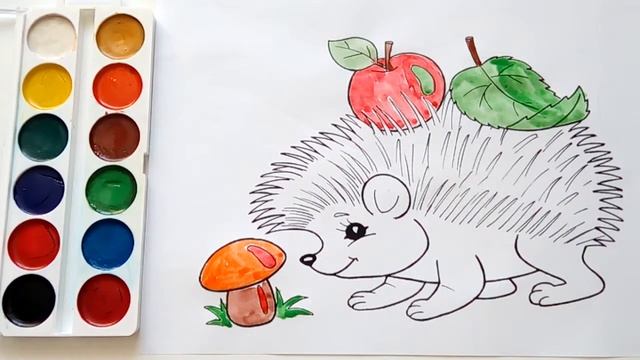 Раскраски для детей Ежик. Coloring pages for kids Hedgehog. смотреть онлайн