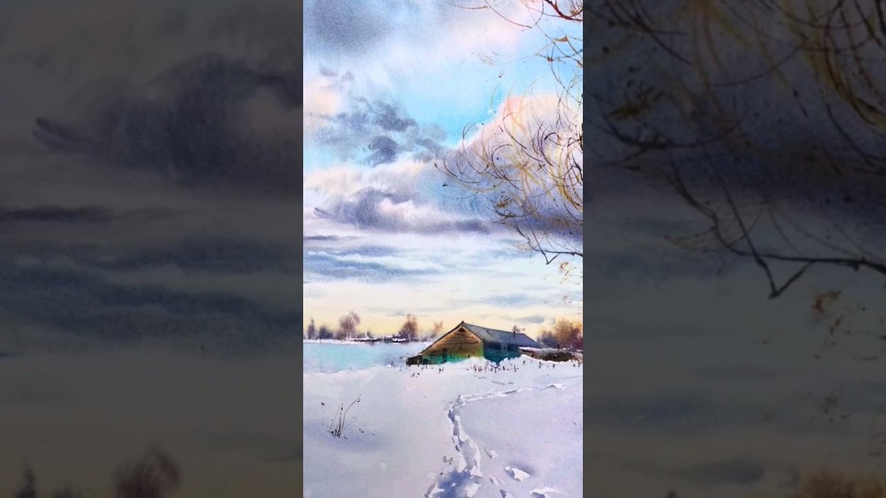 Watercolor winter | Акварельная зима #акварель #art #gorbacheva_lessons #watercolor #artist