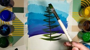 Зимний пейзаж. Гуашь.