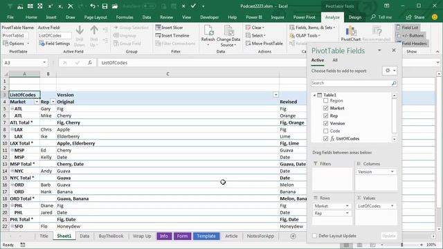 Excel Text Transformation: Text Instead of Numbers in Pivot Table - Episode 2223