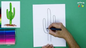 How to draw Saguaro Cactus - Arizona State Flower