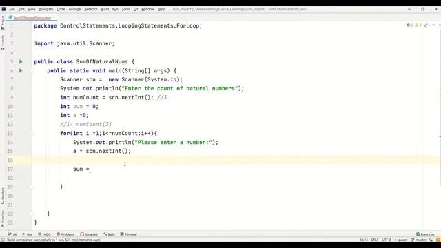 JAVA Program - Sum of N natural numbers in java  | Core java for beginners | HINDI