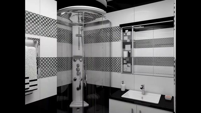 Дизайн черно-белой ванной