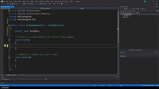 Unity UI Tutorial Dropdown C# Scripting