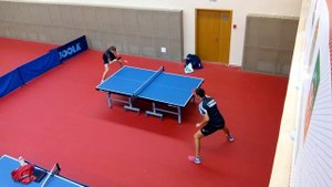 Владимир Самсонов -  Александр Ханин. Тренировка во дворце настольного тенниса в Минске.