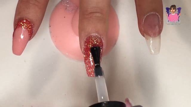 UV Gel Nails using Brush up Builder Gel and glitter смотреть онлайн