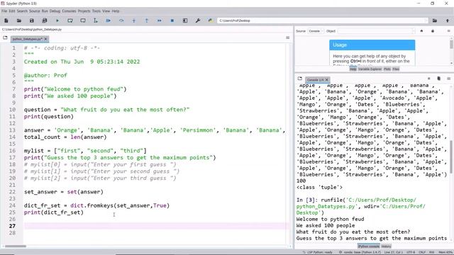 Data Types in Python | Learn Basics - List, Tuple, Set, Dictionary, Function,  Method, Loop & Range